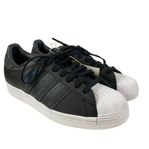 Adidas Superstar Shoes Mens 8 Denim Pack Black Leather Sneaker Classic NEW